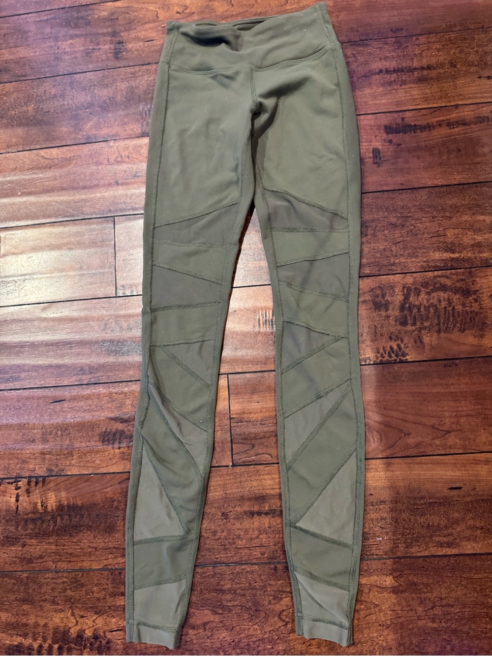 lululemon athletica Olive Green Mesh-Panel High-Rise Leggings